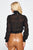 Pleated Chiffon Mock Neck Blouse