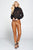 Pleated Chiffon Mock Neck Blouse