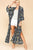 Mix-printed Open Front Kimono With Side Slits