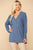 Waffle Knit And Woven Print Mixed Hi Low Flowy Tunic Top