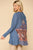 Waffle Knit And Woven Print Mixed Hi Low Flowy Tunic Top