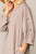Textured Button Accent Puff Sleeve Side Pockets Shift Dress