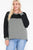 Jacquard Contrast With Drop Shoulder Long Sleeve Round Hem Top