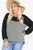 Jacquard Contrast With Drop Shoulder Long Sleeve Round Hem Top