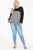 Jacquard Contrast With Drop Shoulder Long Sleeve Round Hem Top