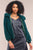 Hunter Green Long Sleeve Zip Front Faux Fur Bomber Jacket