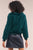 Hunter Green Long Sleeve Zip Front Faux Fur Bomber Jacket