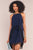 Navy Halter Neck Sleeveless Front Self-tie Lace Trim Slip Mini Dress