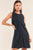 Sleeveless Drawstring Detail Crew Neck Knit Back Keyhole Mini Dress