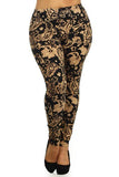 Plus Size Paisley Floral Print, High Waist Leggings. Leggings Are Fully Lined