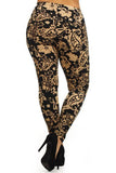 Plus Size Paisley Floral Print, High Waist Leggings. Leggings Are Fully Lined
