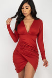 Ruched Wrap Bodycon Dress