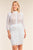 White Plus Size Long Sleeve Chevron Sheer Bodycon Mini Dress