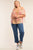 Plus Size  Leopard Print Relaxed Fit Off-the-shoulder Draw String Self Tie Puff Sleeve Top
