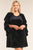 Plus Size Juliet Black Velvet Relaxed Fit Cut-out Detail Layered Long Sleeve Mini Dress