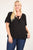 Plus Size Solid Top With A Necktie, Pleated Detail, And Flutter Sleeves