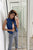 Blue Vegan Leather Faux Fur Lining Triple Zip-up Detail Moto Vest