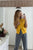 Mustard Vegan Leather Funnel Neck Faux Fur Lining Zip-up Vest