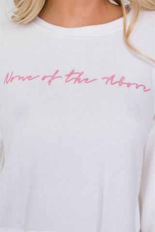 "none Of The Above" Bell Sleeve Crop Top