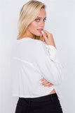 "none Of The Above" Bell Sleeve Crop Top