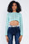 Tiffany Blue Cropped Knit Long Sleeve Sweater