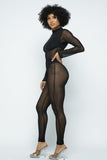 Mesh Mock Neck Jumpsuit