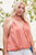 Front Surplice Pleats Back Shirring Solid Cami Top