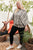 Boat Neck Long Bubble Sleeve Snake Print Knit Top