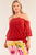 Plus Size Red Sleeveless Off-the-shoulder Layered Angel Sleeve Self-tie Hem Top