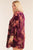 Plus Size Velvet Floral Pattern Long Angel Sleeve Round Neck Relaxed Fit Mini Dress
