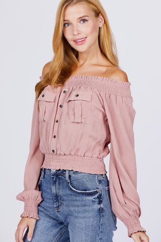 Front Pocket Off Shoulder Top