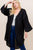 Plus Size Solid Hacci Brush Open Front Long Cardigan With Bell Sleeves