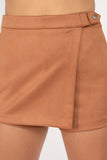 Side Tab Snap Suede Skort