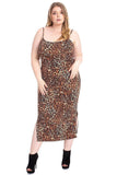 Leopard Print Cardigan & Dress Plus Size Set