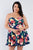 Plus Size Navy Multi Floral Sweetheart Dress