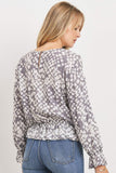 Ruffled Waist Drop Shoulder Long Sleeve Top