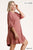 Linen Blend Round Neck Half Sleeve Dress With Chest Pocket And Frayed Edge Detail