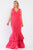 Plus Sleeveless V-neck Front Slip Layered Flare Hem Maxi Mermaid Dress