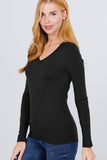 V-neck Sweater W/rivet Button