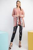 Terry Knit Upside Down Detailing Side Slits Pullover Tunic