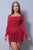 Sexy & Chic Long Sleeve Square Neck Ruching Tie Basic Dress
