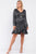 Plus Long Sleeve V-neck Asymmetrical Wrap Flare Hem Belt Detail Oval Rhinestone Buckle Mini Dress