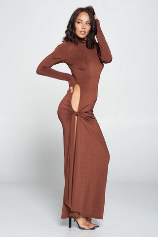 Side Tie Long Sleeve Dress
