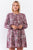 Plus Washed Burgundy Floral Print Long Puff Sleeve Relaxed Mini Dress