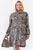 Plus Size Leopard Print Ribbed Cowl Neck Balloon Sleeve Mini Dress
