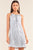 Silver Dust Satin Front Lace Up Grommet Studded Mini Dress
