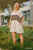 Linen Blend Short Folded Sleeve Animal Print Colorblocked V-neck Dress With Pockets