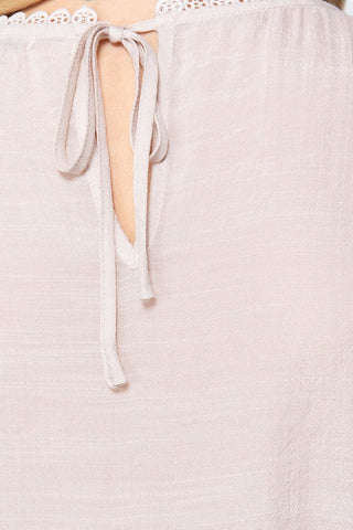 Short Shirring Slv Pleated Woven Top