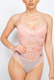 Sheer Lace Floral Padded Bodysuit