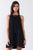 Black Sleeveless Crew Neck Side Snap Button Down Racerback Mini Tent Dress